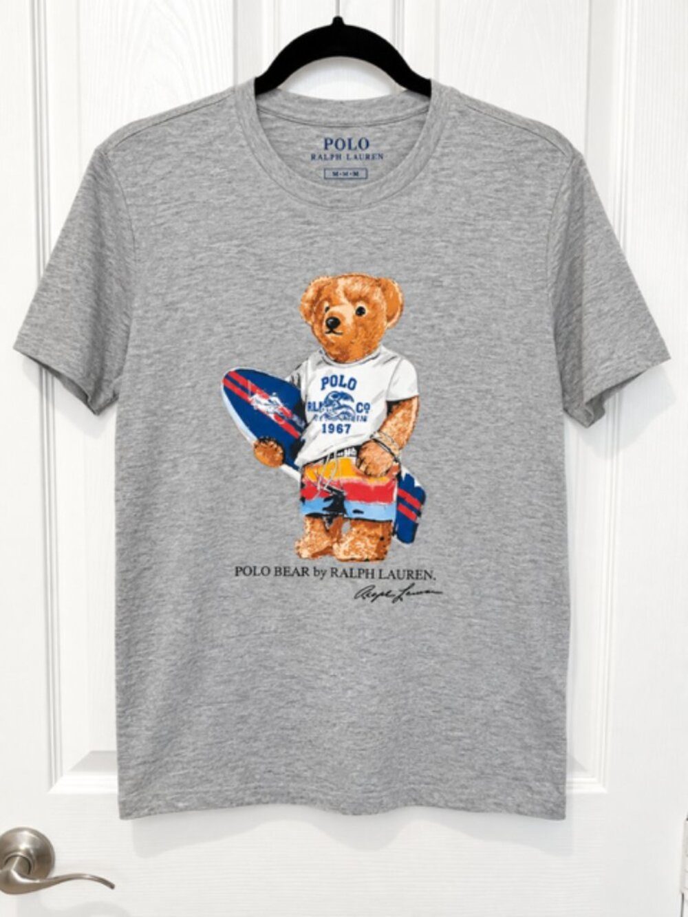 Polo Ralph Lauren Polo Bear Tee Men’s M Gray Surf Beach Graphic Preppy NWT